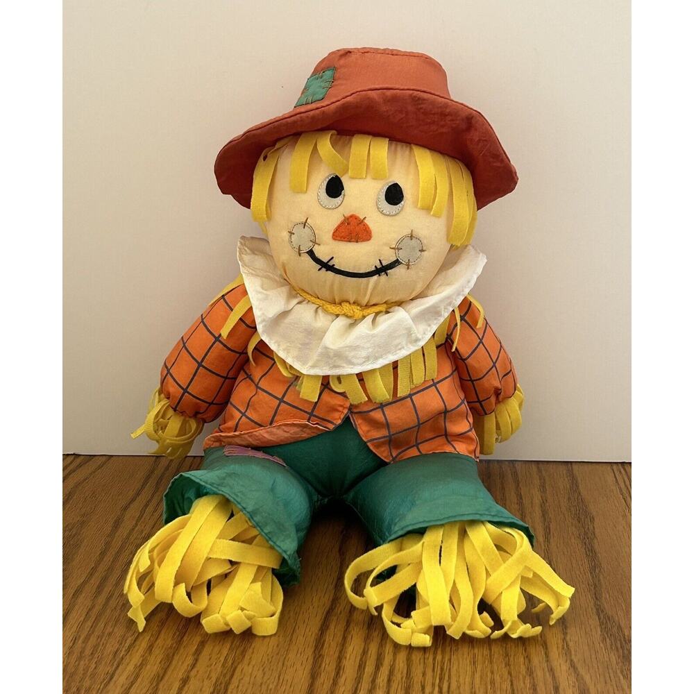 Gibson Greeting Scarecrow Nylon Plush Parachute Stuffed Fall Decor 1996 Vtg 16”